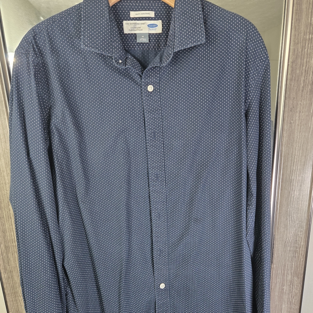 Old Navy Men's Navy Polka Dot Shirt